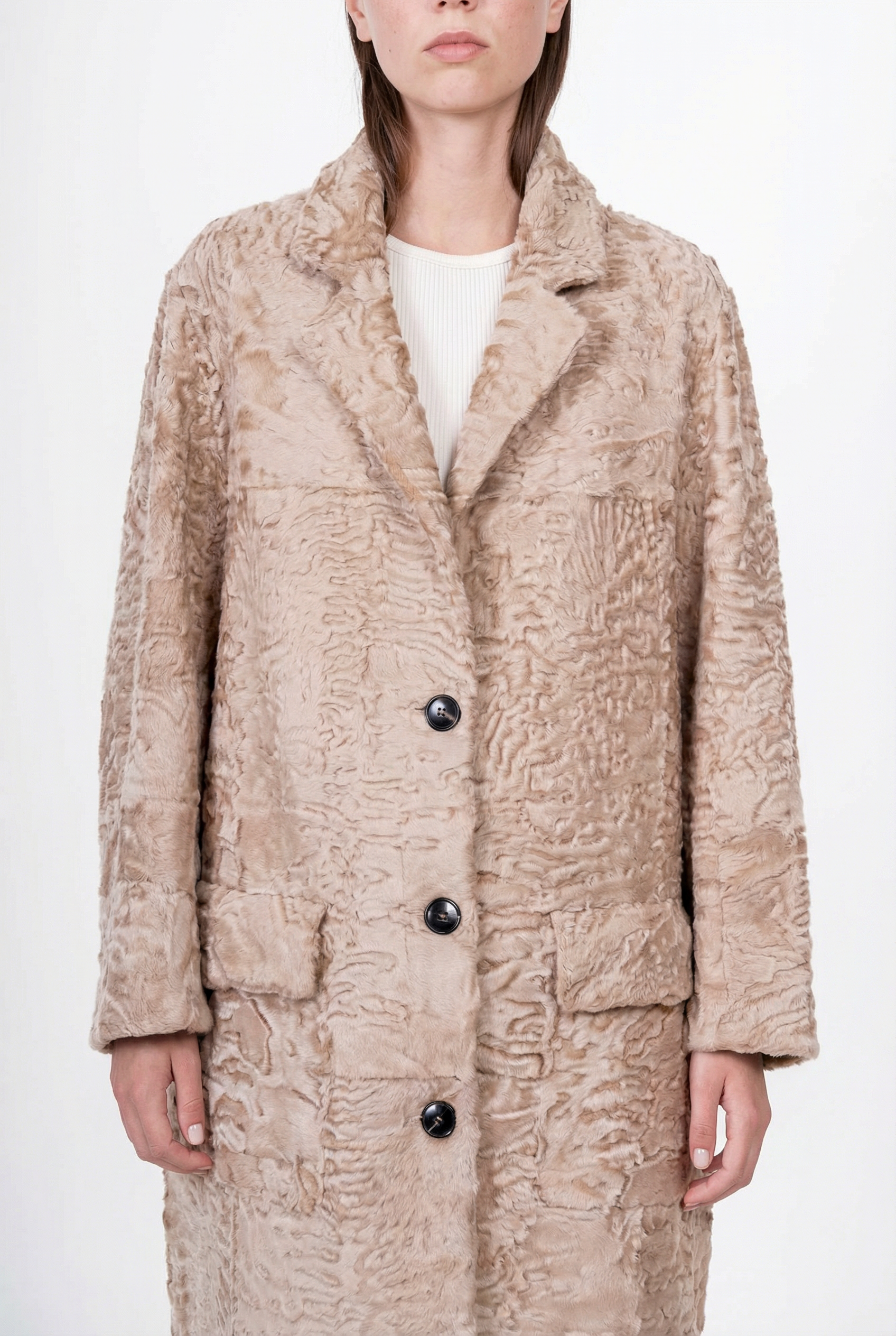 Manteaux longs en peau lainée pour femmes